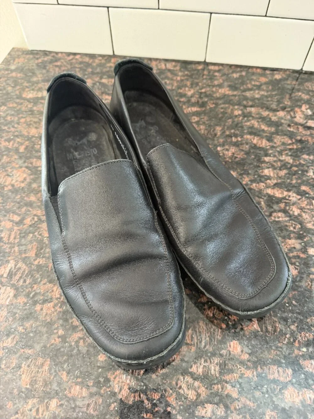 Used MEPHISTO Edlef Black Leather Gore Slip On Loafer Moccasins Shoes US 10.5